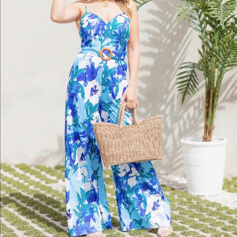 This beautiful royal blue floral jumpsuit